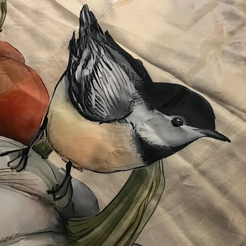 Autumn Pumpkin and Bird shower curtain